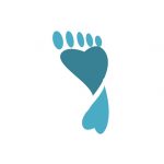 Foot made up from heart shapes in turquoise colours depicting support and social care at home in Cornwall